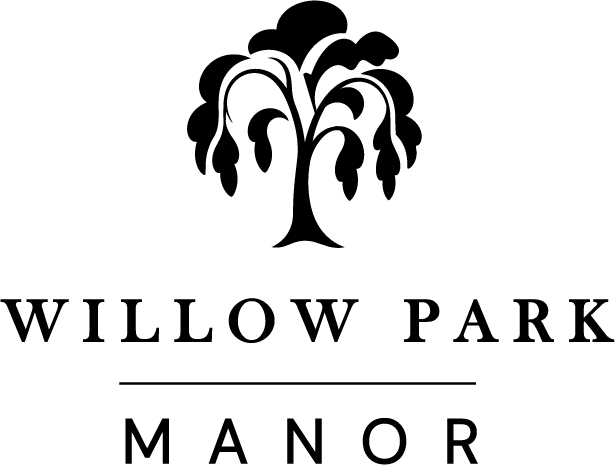 A logo with a tree and the words "Willow Park Manor" below it.
